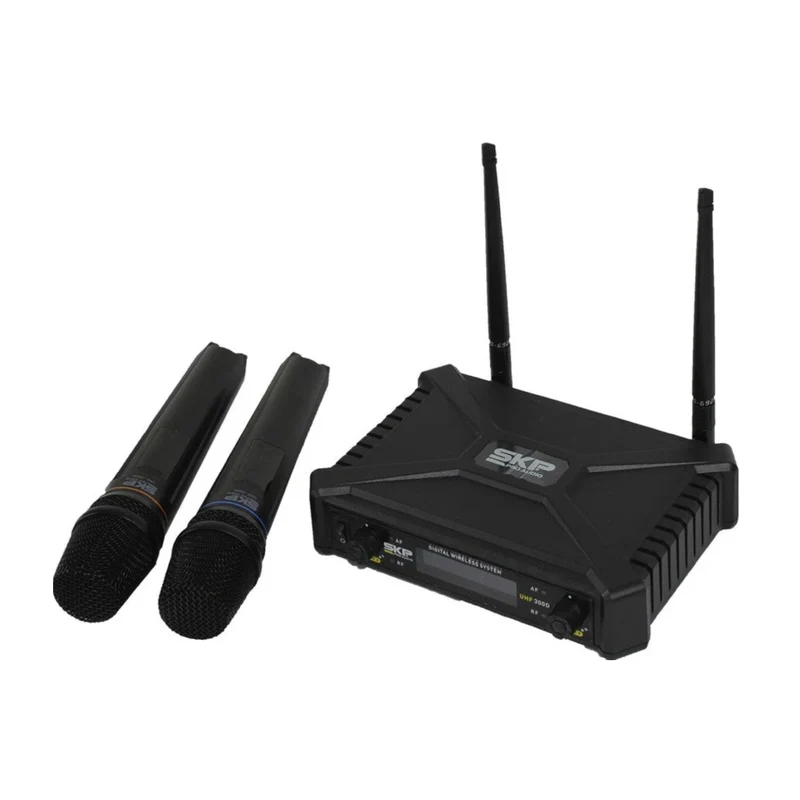 SKP Set Micrófonos Inalámbricos con Receptor, UHF-300D