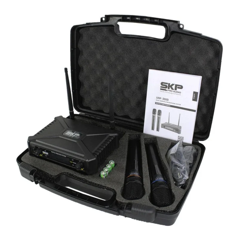SKP Set Micrófonos Inalámbricos con Receptor, UHF-300D