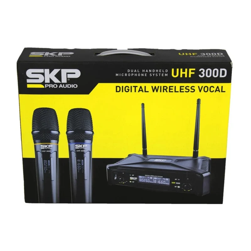 SKP Set Micrófonos Inalámbricos con Receptor, UHF-300D