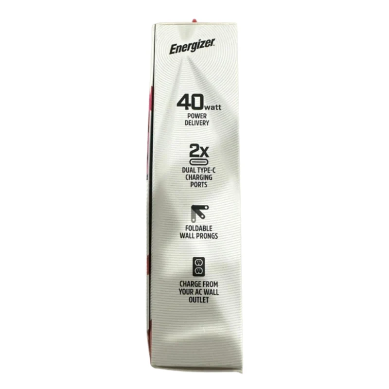 Energizer Cargador de Pared Carga Rápida Dual USB-C PD 40W, ENG-USBW11WH