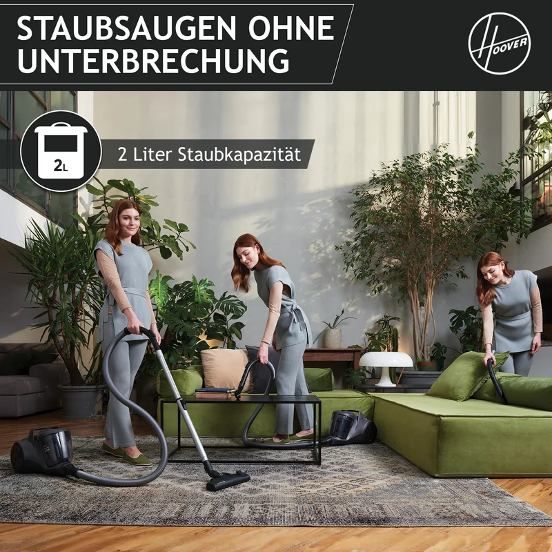 Hoover HP1 Bodenstaubsauger ohne Beutel - mit Tierhaar-Düse [HP120PET]