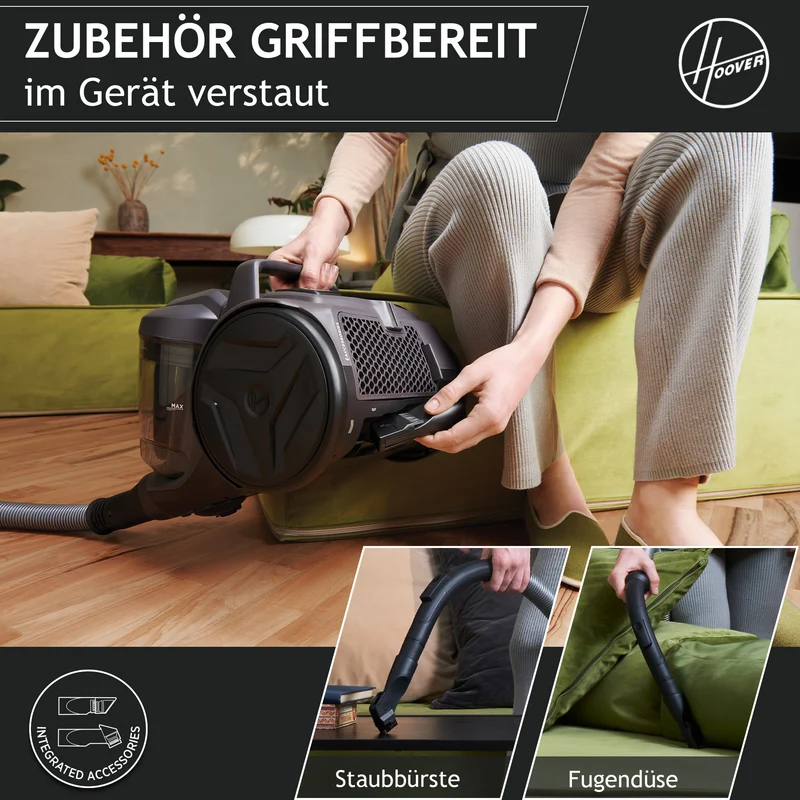 Hoover HP1 Bodenstaubsauger ohne Beutel - mit Tierhaar-Düse [HP120PET]