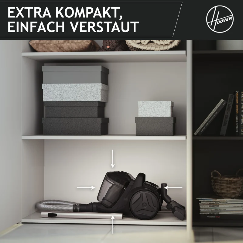 Hoover HP1 Bodenstaubsauger ohne Beutel - mit Tierhaar-Düse [HP120PET]