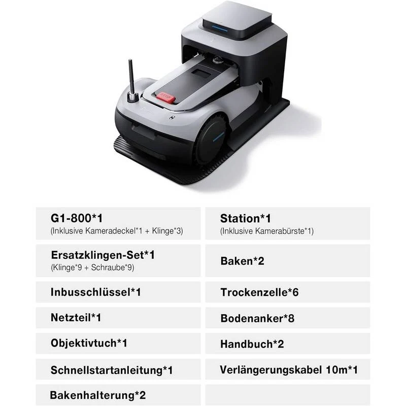 D-Ware ECOVACS GOAT G1-800 Mähroboter Rasenmäher Roboter Rasen IPX6 220mm Schnittbreite
