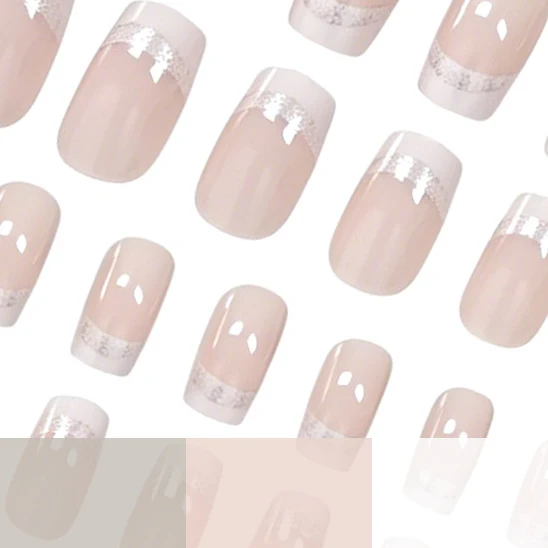 Glänzendes French Tip Press-On Nagelset Karnz