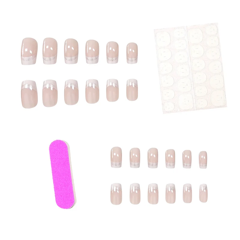 Glänzendes French Tip Press-On Nagelset Karnz