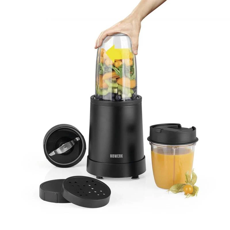 B-Ware N8WERK Nutrition Mixer 800 W Schwarz 8-tlg. mit Ice Crush To-Go-Deckel