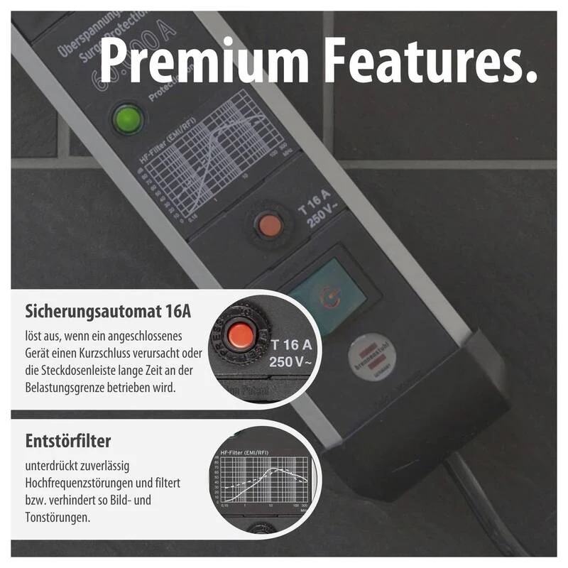 B-Ware Brennenstuhl Premium-Protect-Line Überspannungsschutz-Steckdosenleiste 4-fach 3m