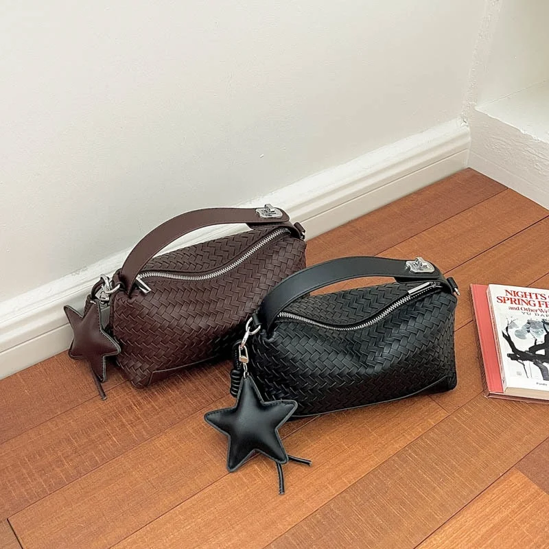 Gewebte Leder Schultertasche