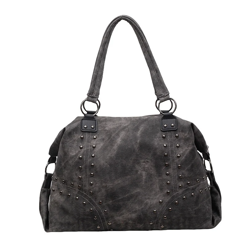 Stylische Wildleder-Tote-Handtasche mit dekorativen Nieten