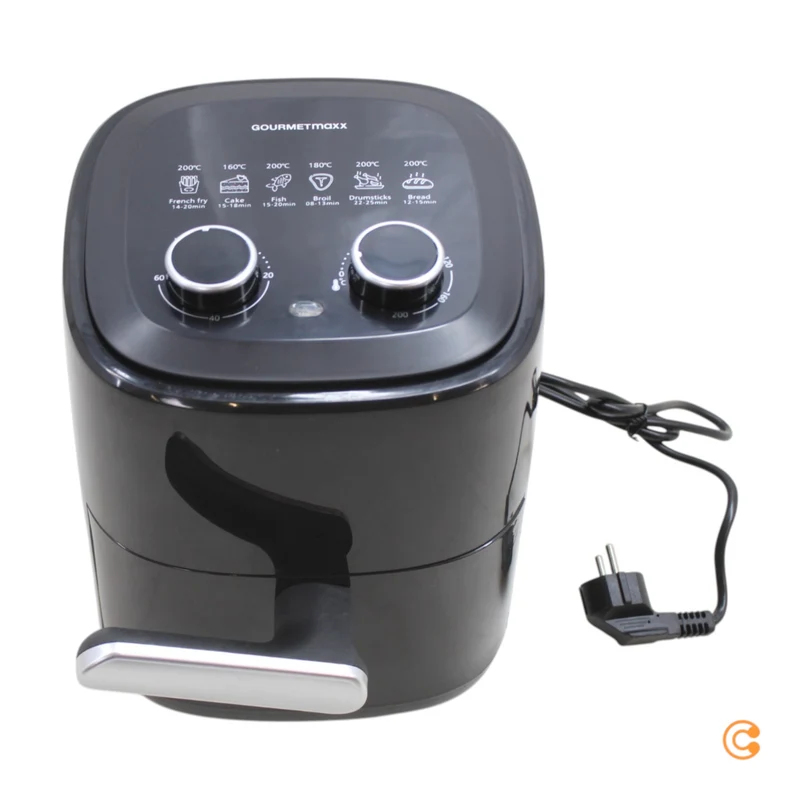 B-Ware GOURMETmaxx Heißluftfritteuse Heißluftofen Fritteuse Schwarz 3,1 Liter 1350 W