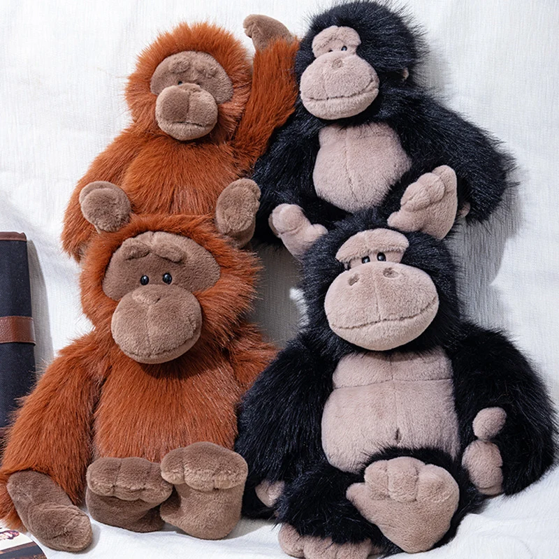Plüsch sitzender Gorilla Spielzeug mit langem Kunstfell und weichem Füllmaterial Karnz