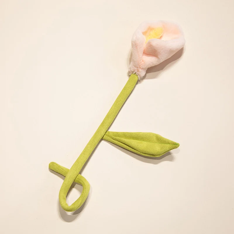 Plüsch Cordhosen Tulpe Katzenspielzeug mit flauschigem Pom-Bud & flexiblem Stiel Karnz