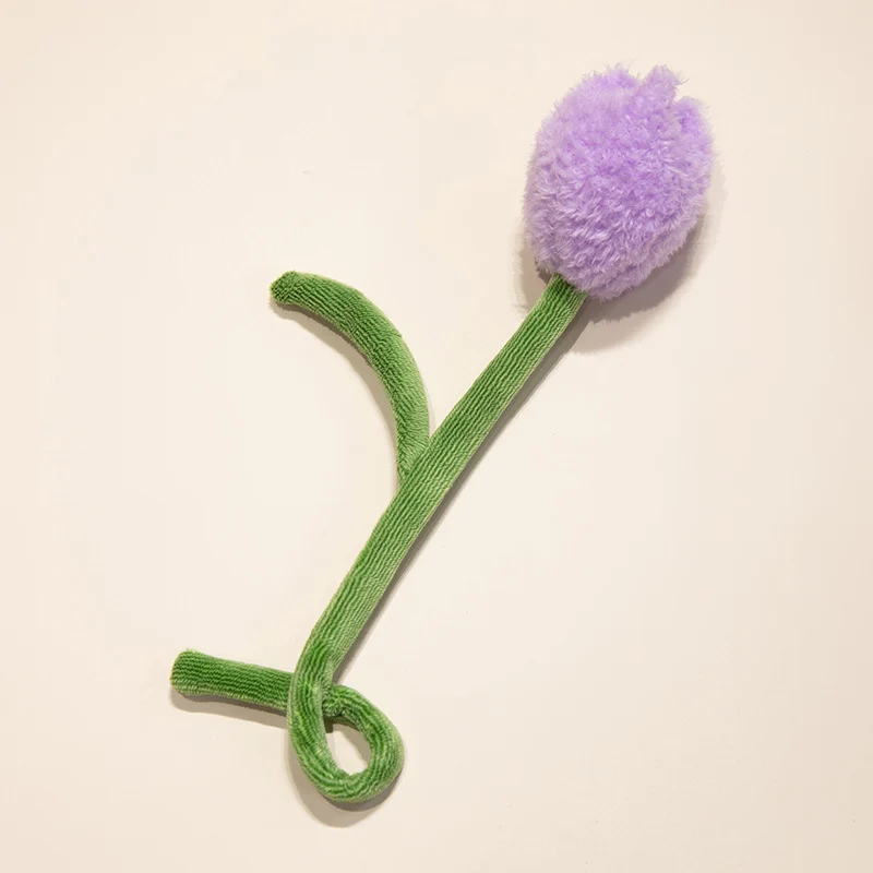 Plüsch Cordhosen Tulpe Katzenspielzeug mit flauschigem Pom-Bud & flexiblem Stiel Karnz