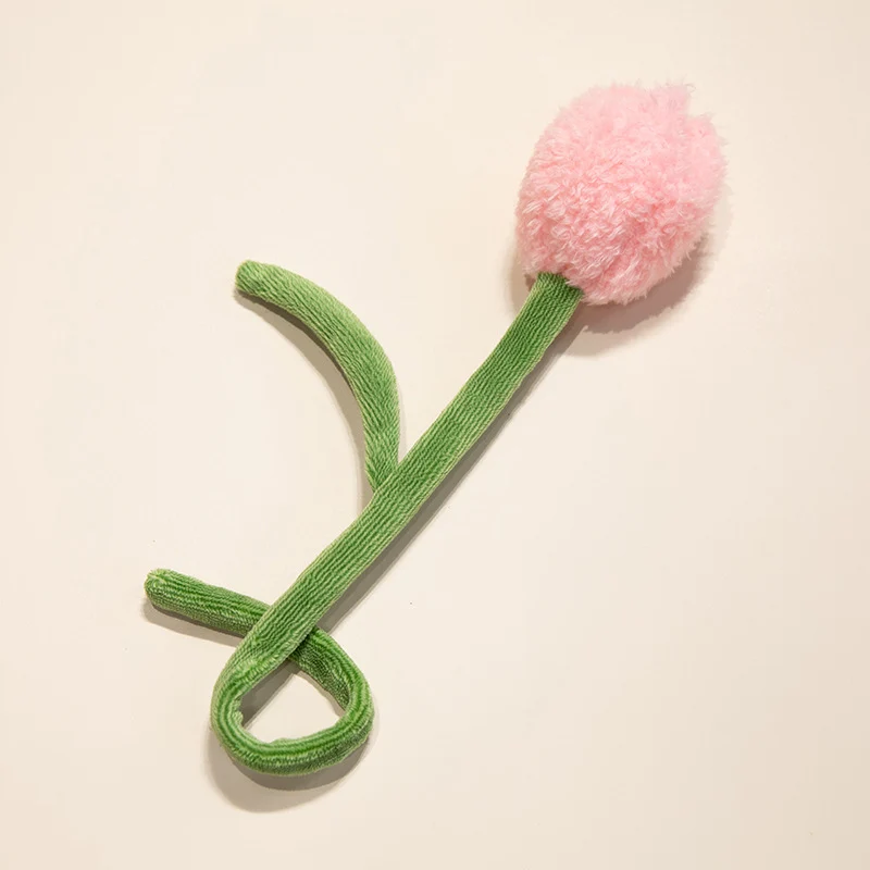 Plüsch Cordhosen Tulpe Katzenspielzeug mit flauschigem Pom-Bud & flexiblem Stiel Karnz