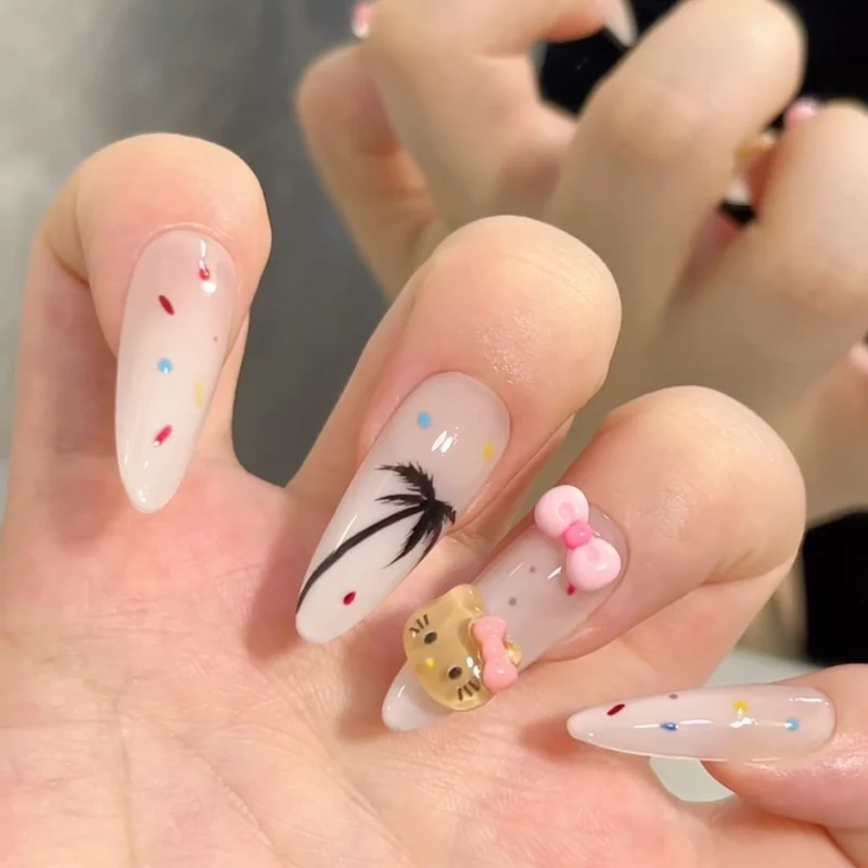Stylische Press-On-Nageltips mit Leopardendesign Karnz