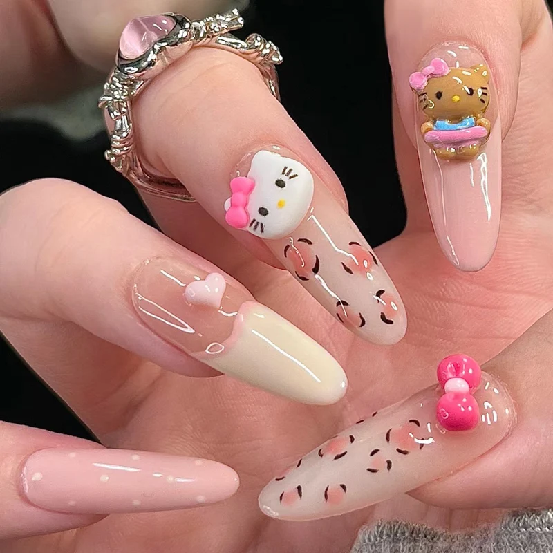 Stylische Press-On-Nageltips mit Leopardendesign Karnz