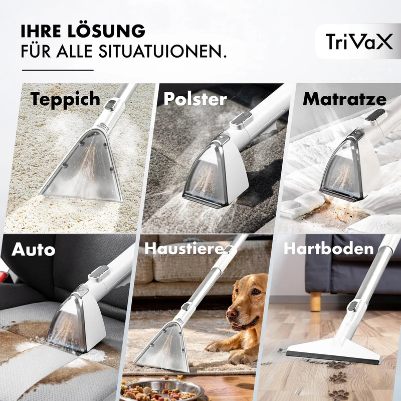 TriVaX - 3in1 Polster Pro Waschsauger mit Kalt-/Warmwasser und Dampffunktion **Coming soon / Okt 2026***