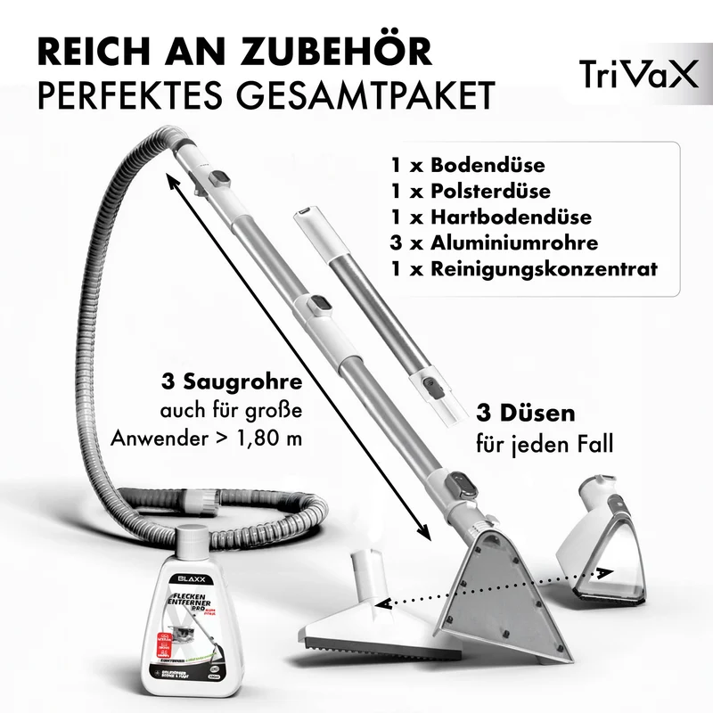 TriVaX - 3in1 Polster Pro Waschsauger mit Kalt-/Warmwasser und Dampffunktion **Coming soon / Okt 2026***