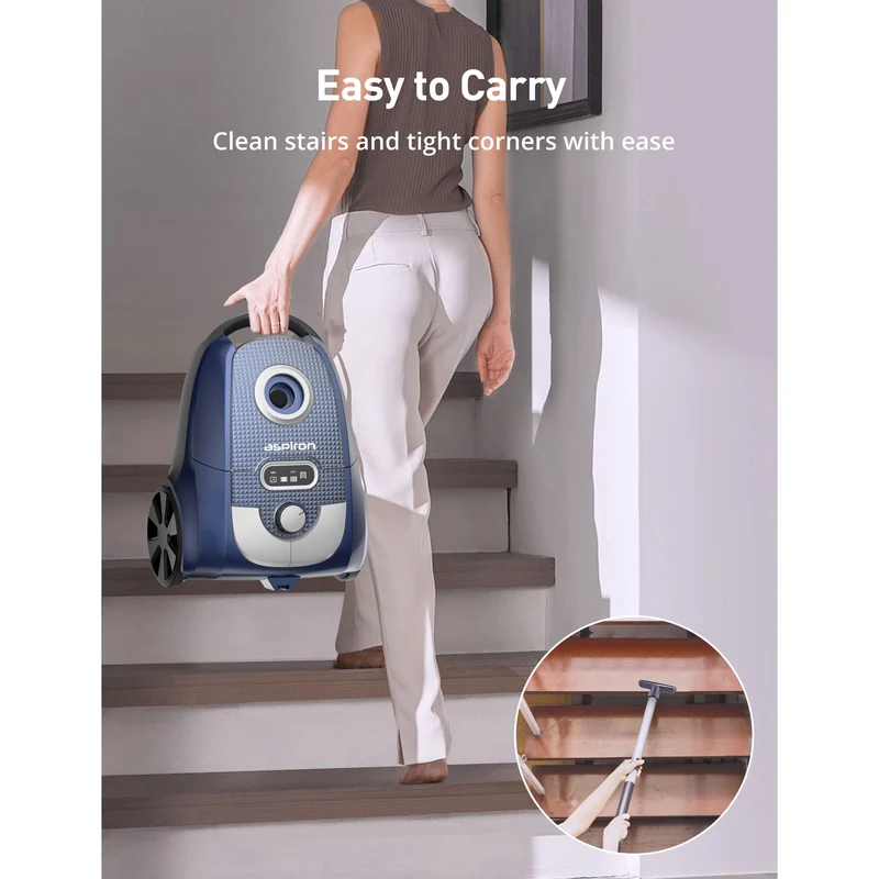 ASPIRON AS-CA029 Canister Vacuum Cleaner, 1600W Bagged Canister Vacuum Cleaner