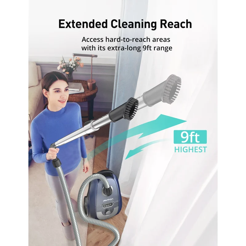 ASPIRON AS-CA029 Canister Vacuum Cleaner, 1600W Bagged Canister Vacuum Cleaner