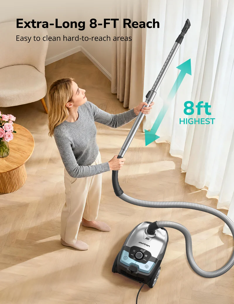 AS-CA040 Aspiron Bagless Canister Vacuum Cleaner AS-CA040 5L Dust Bag, Easy to Push