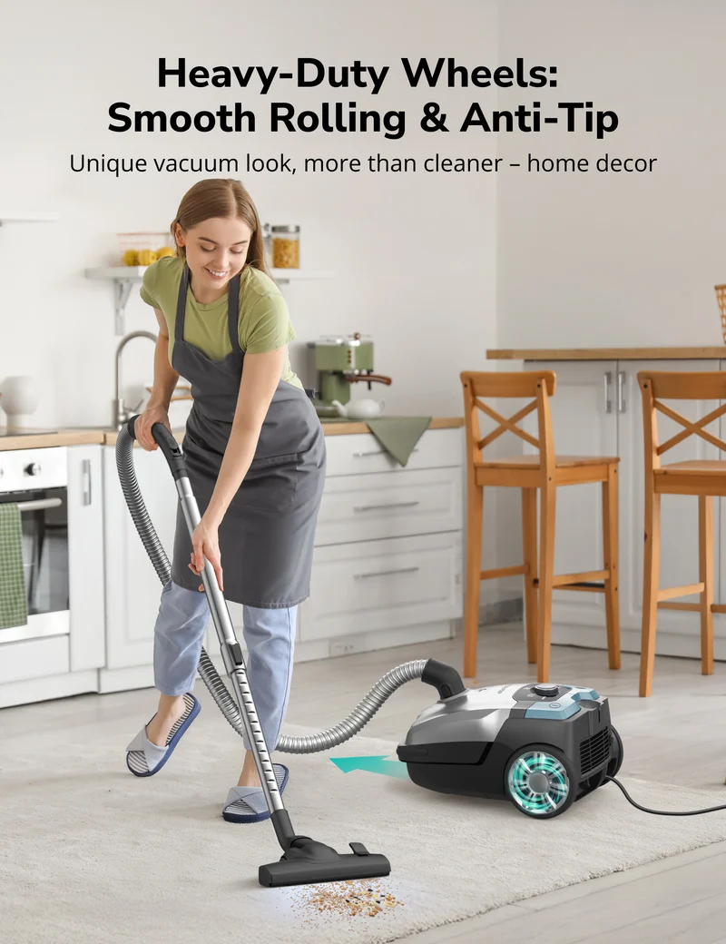 AS-CA040 Aspiron Bagless Canister Vacuum Cleaner AS-CA040 5L Dust Bag, Easy to Push