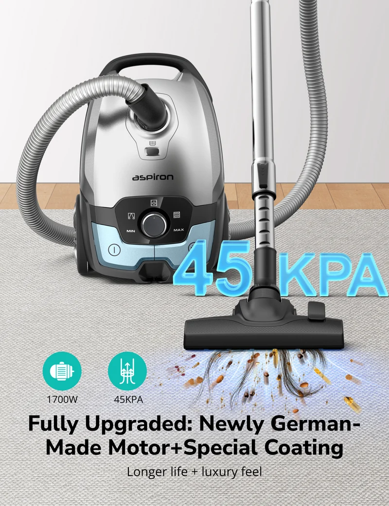AS-CA040 Aspiron Bagless Canister Vacuum Cleaner AS-CA040 5L Dust Bag, Easy to Push