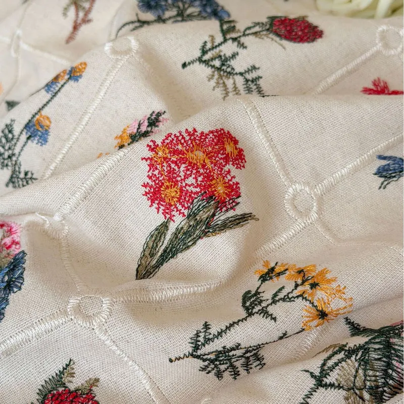 Boho-Bettwäsche-Set mit gesticktem Blumenmuster und Volantkissen Karnz