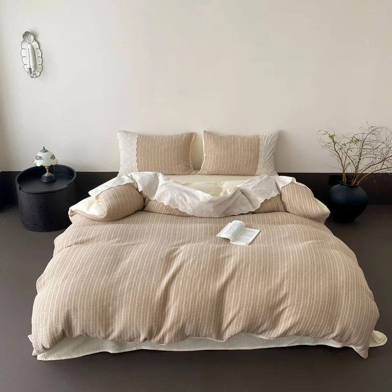Bettwäsche-Set aus feinem Leinen-Baumwoll-Mix mit dezenter Streifenstruktur Karnz