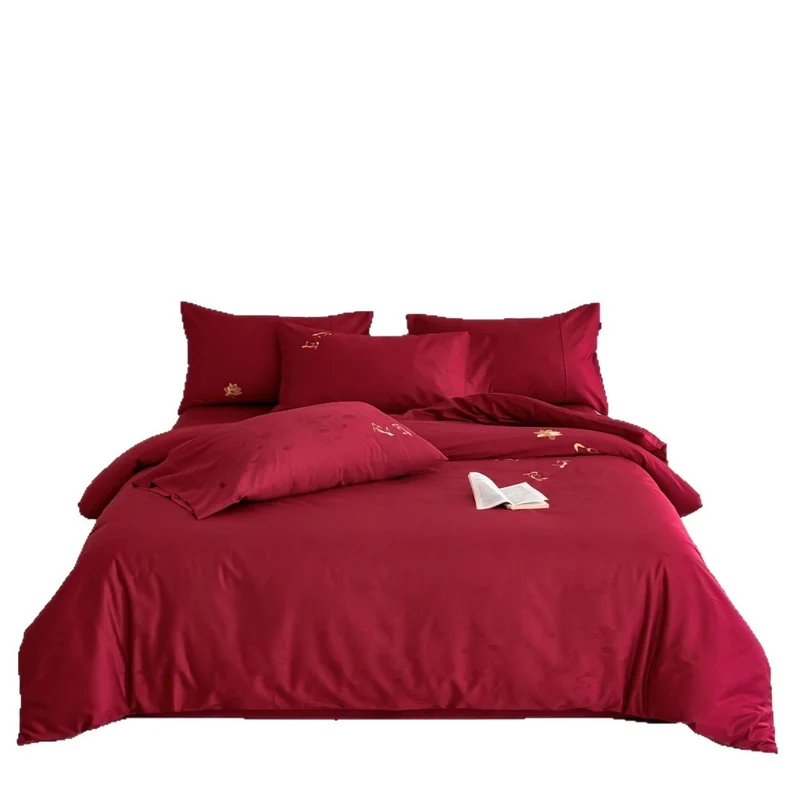 Baumwoll‑Satin Bettbezuggarnitur mit feiner Lotus‑Stickerei und seidig‑weichem Griff Karnz