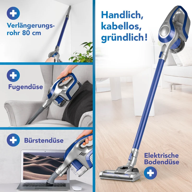 Akku-Zyklonstaubsauger - blau/silber
