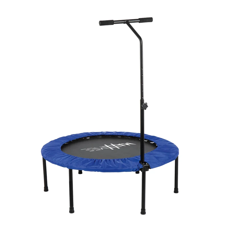 Fitness Trampolin - Mit höhenverstellbarer Haltestange - blau/schwarz