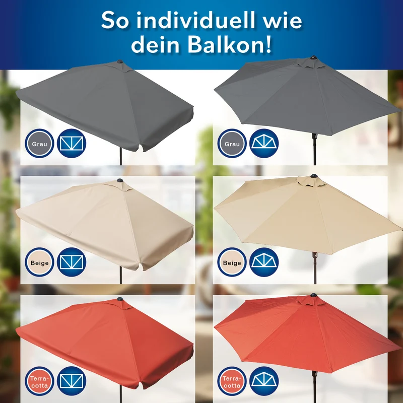 EASYmaxx Sonnenschirm - halbrund, beige