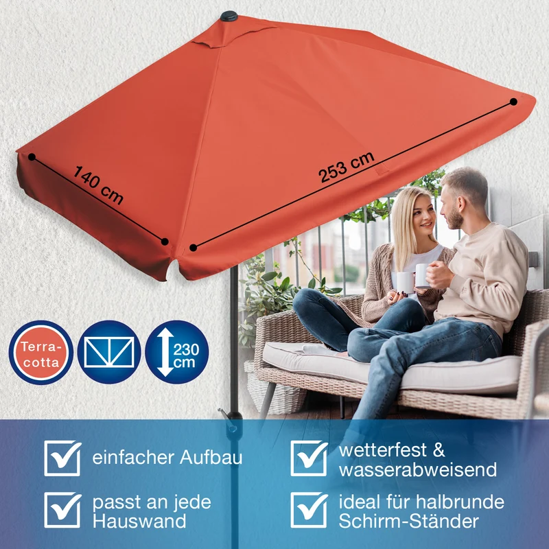 EASYmaxx Sonnenschirm - rechteckig, terrakottafarben