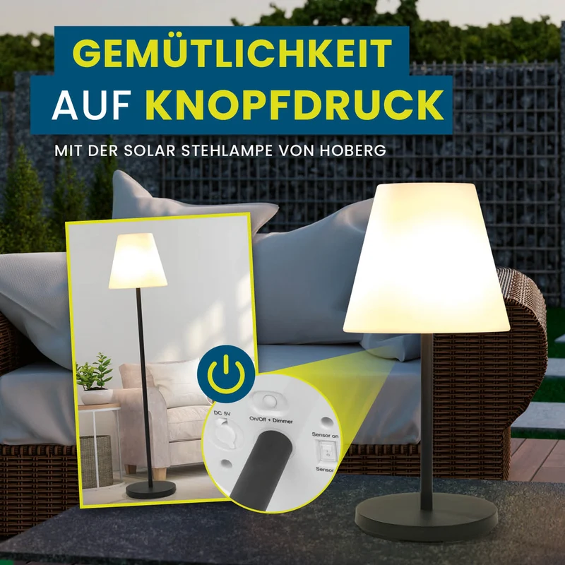 Solar-Stehlampe - 3-fach höhenverstellbar - 3 Helligkeitsstufen