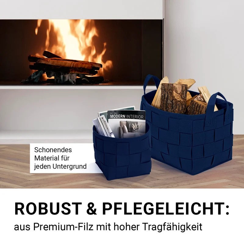 Filz-Aufbewahrungskorb S - 24 x 24 x 24 cm - Dunkelblau