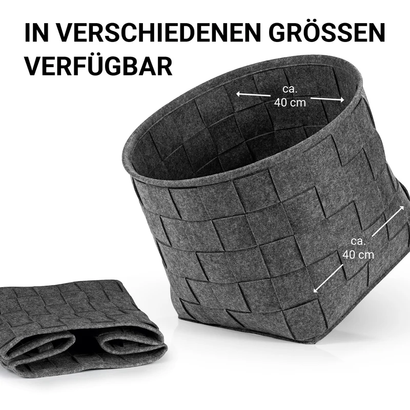 Filz-Aufbewahrungskorb L - 40 x 40 x 40 cm - Dunkelgrau