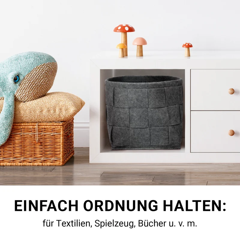 Filz-Aufbewahrungskorb L - 40 x 40 x 40 cm - Dunkelgrau