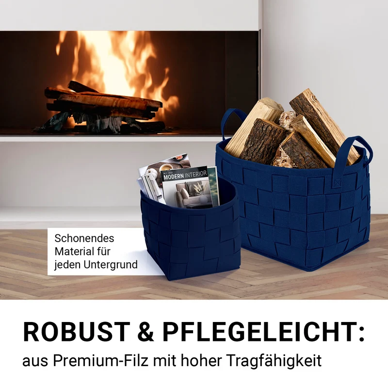 Filz-Aufbewahrungskorb M - 32 x 32 x 32 cm - Dunkelblau