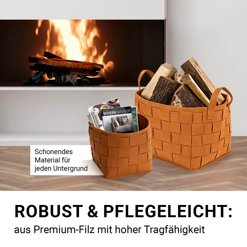 Filz-Aufbewahrungskorb M - 32 x 32 x 32 cm - Rost