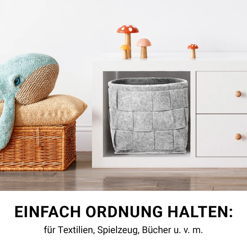Filz-Aufbewahrungskorb L - 40 x 40 x 40 cm - Hellgrau