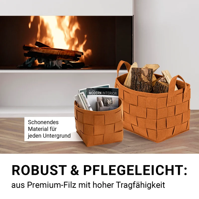Filz-Aufbewahrungstasche M - 35 x 25 x 25 cm - Rost