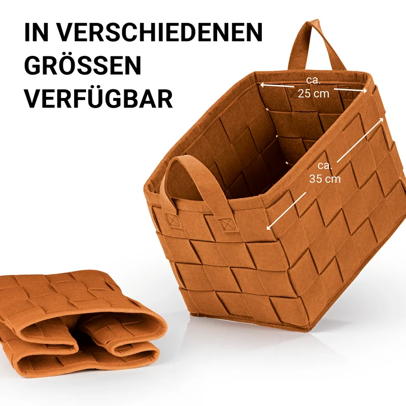Filz-Aufbewahrungstasche M - 35 x 25 x 25 cm - Rost