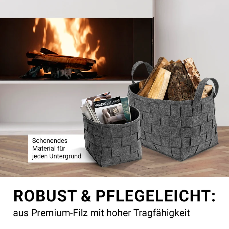 Filz-Aufbewahrungstasche L - 40 x 30 x 30 cm - Dunkelgrau
