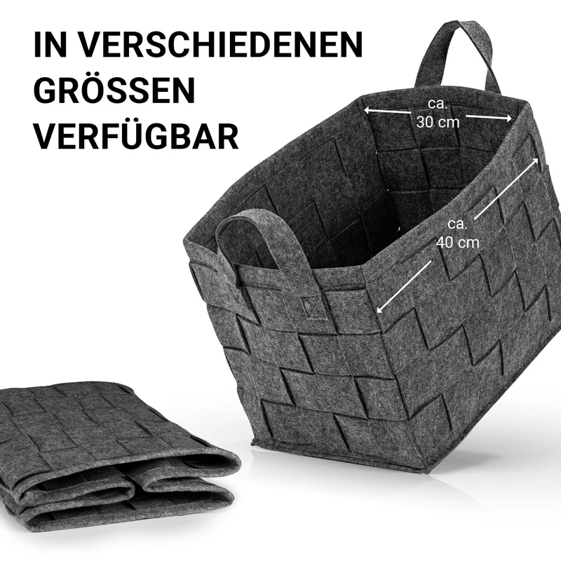 Filz-Aufbewahrungstasche L - 40 x 30 x 30 cm - Dunkelgrau