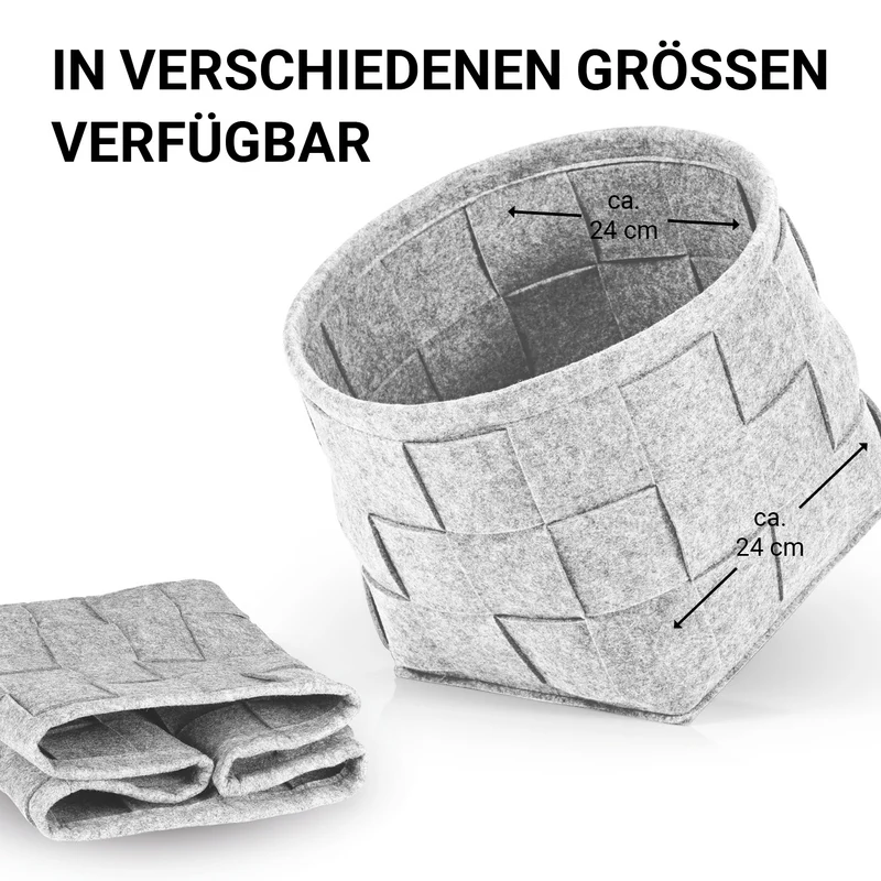 Filz-Aufbewahrungskorb S - 24 x 24 x 24 cm - Hellgrau