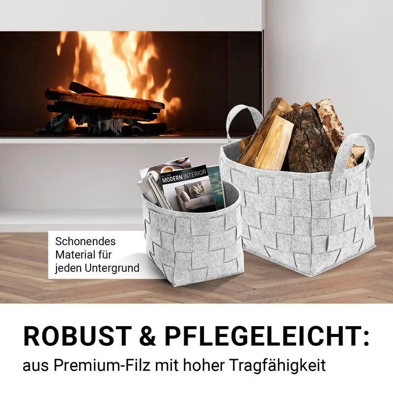 Filz-Aufbewahrungstasche L - 40 x 30 x 30 cm - Hellgrau