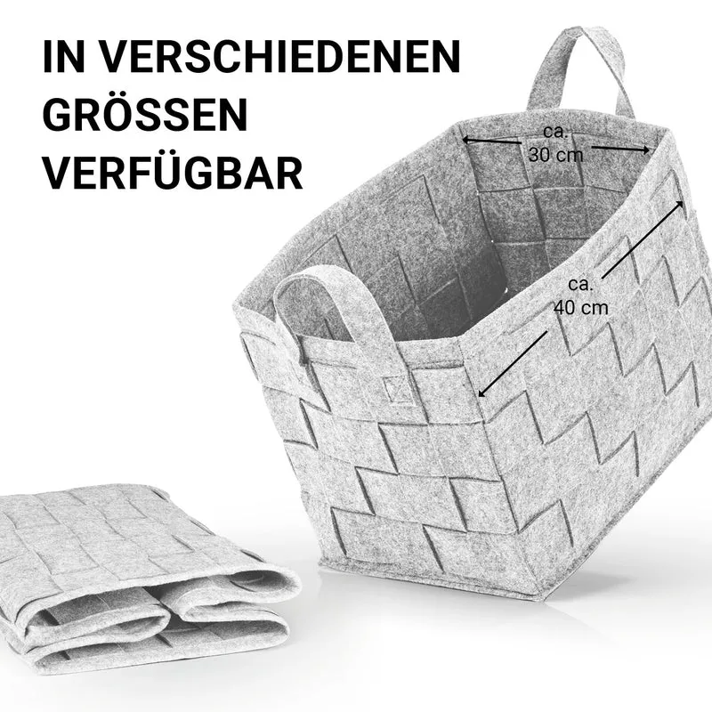Filz-Aufbewahrungstasche L - 40 x 30 x 30 cm - Hellgrau