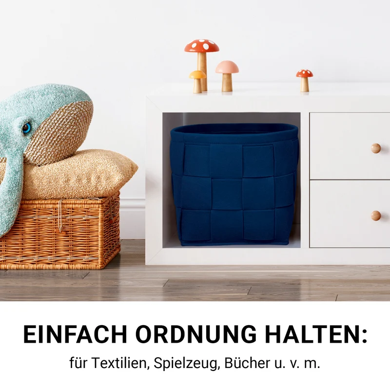 Filz-Aufbewahrungstasche L - 40 x 30 x 30 cm - Dunkelblau